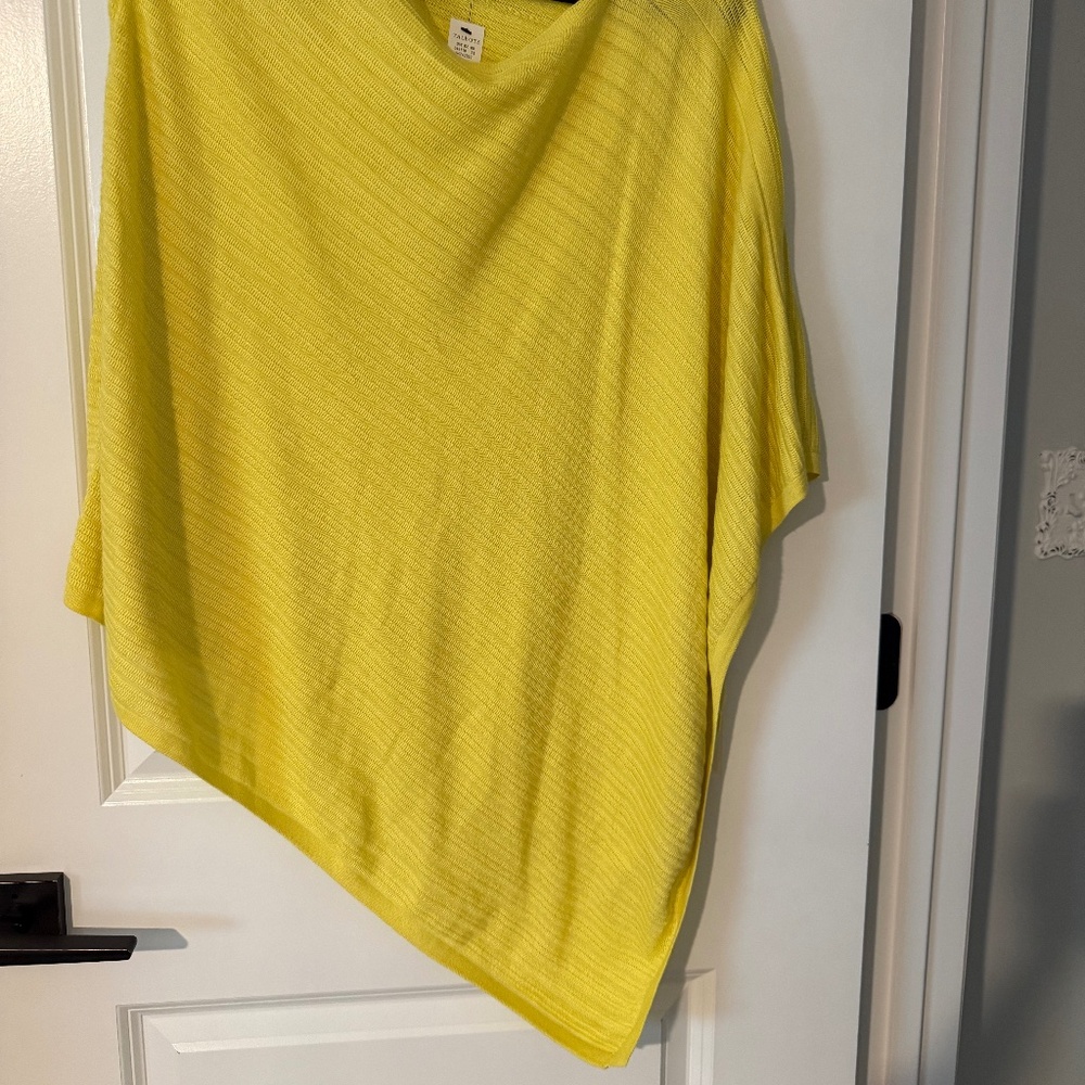 Talbots Yellow Knit Poncho Sweater Asymmetrical Pullover New with Tag Sz M/L - Picture 2 of 4